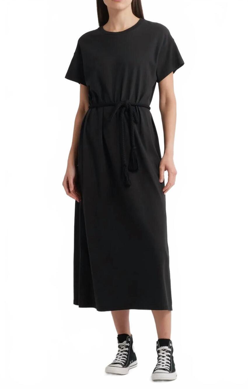 NEW THE GREAT. the square tee dress in black